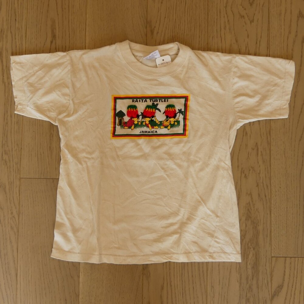 Vintage 90s Rasta Turtles Jamaica 3D Graphic T-Shirt Large